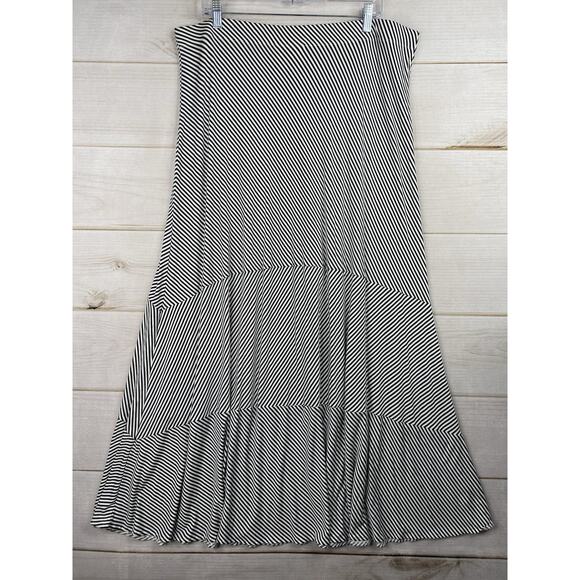 Chico's Maxi Skirt Sz 3 US XL 16 Black White Stripe Pull On Rayon Stretch Comfy - Picture 7 of 7